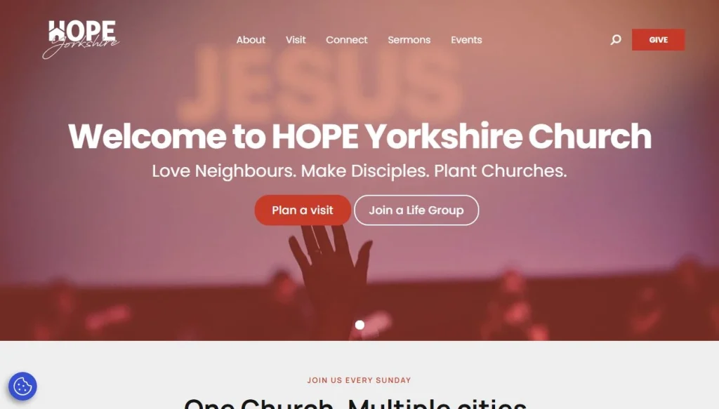HOPE Yorkshire Church website screenshot